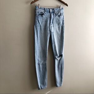 Guess High Waist Stretchy Distressed Skinny Leg Fit Denim Jeggings Jeans Blue